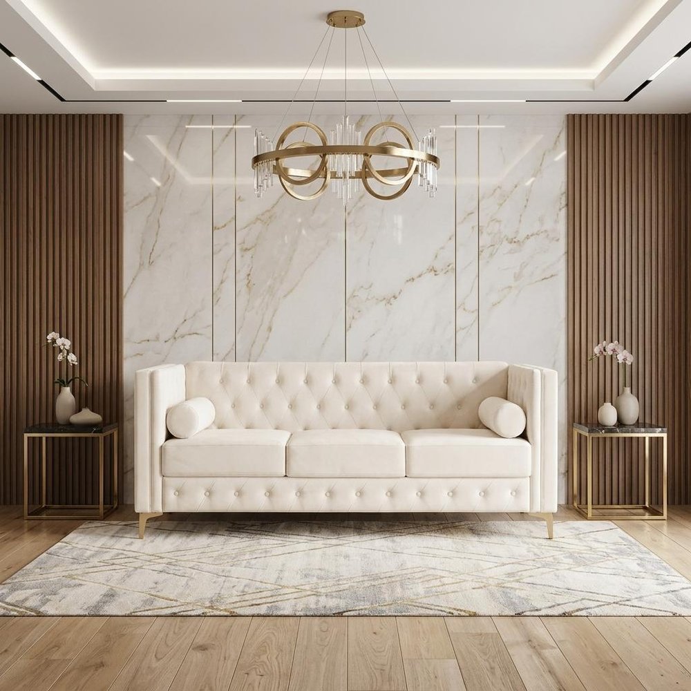 79" Faux Leather Tuxedo Sofa