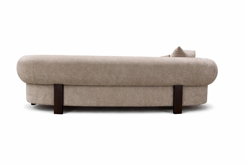 98" Taupe Curved Open Arm Sofa