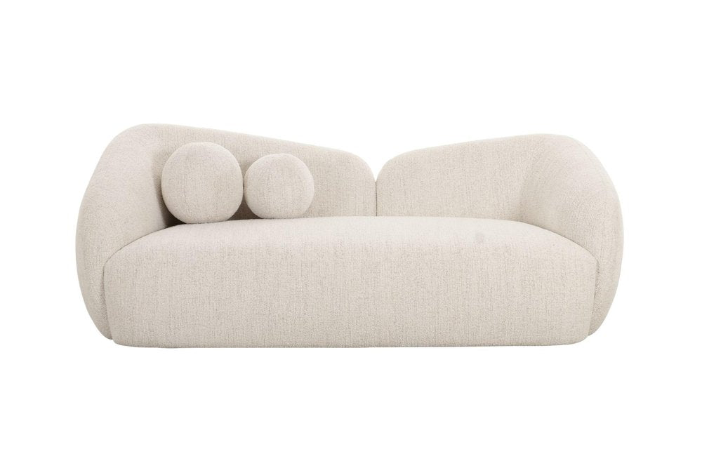 78" Cream Curved Slant Back Loveseat