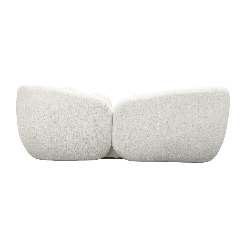 78" Cream Curved Slant Back Loveseat