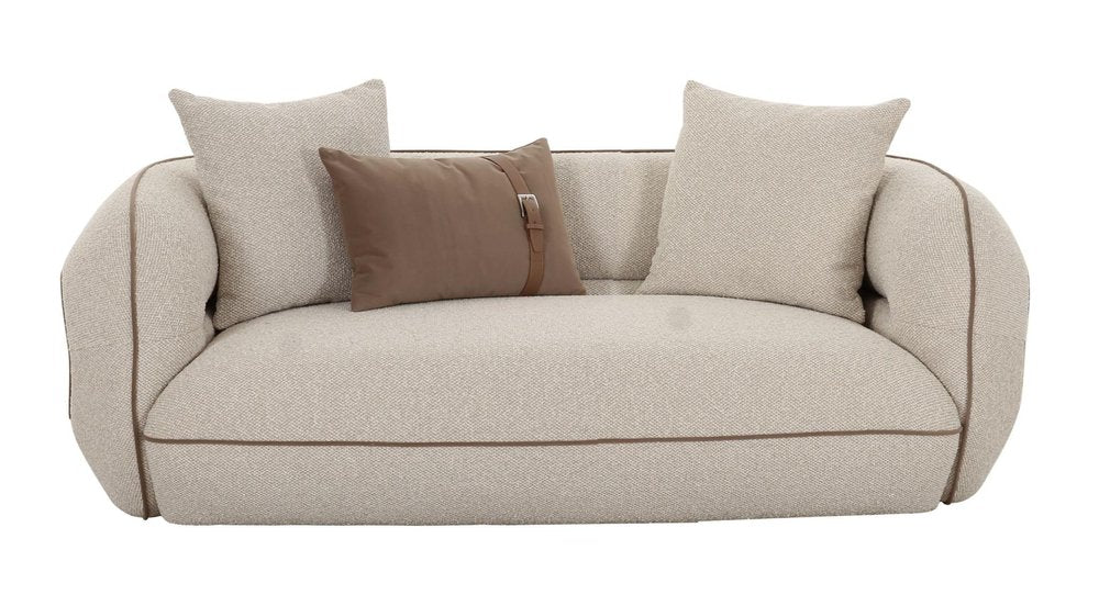 75" Beige Curved Foam Loveseat
