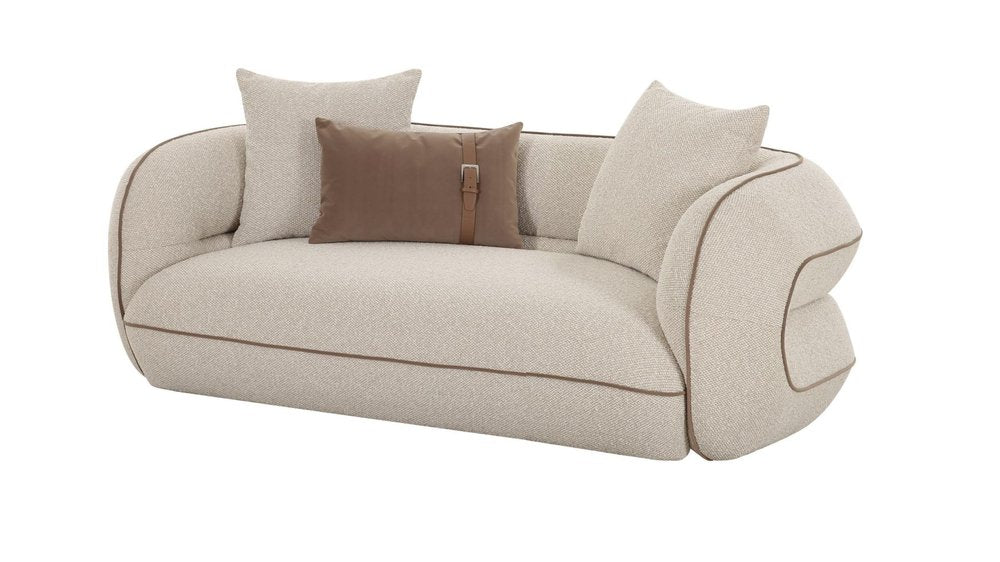 75" Beige Curved Foam Loveseat