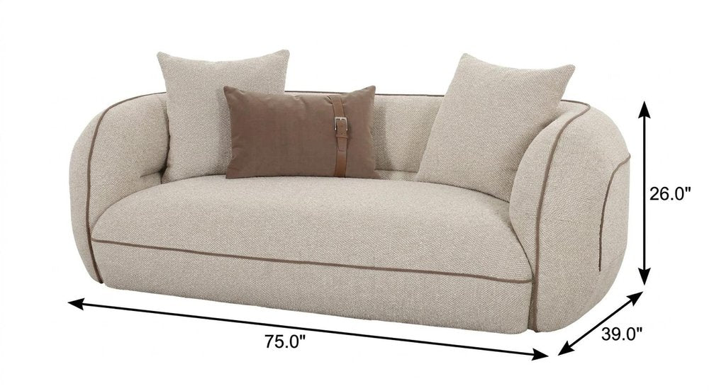 75" Beige Curved Foam Loveseat