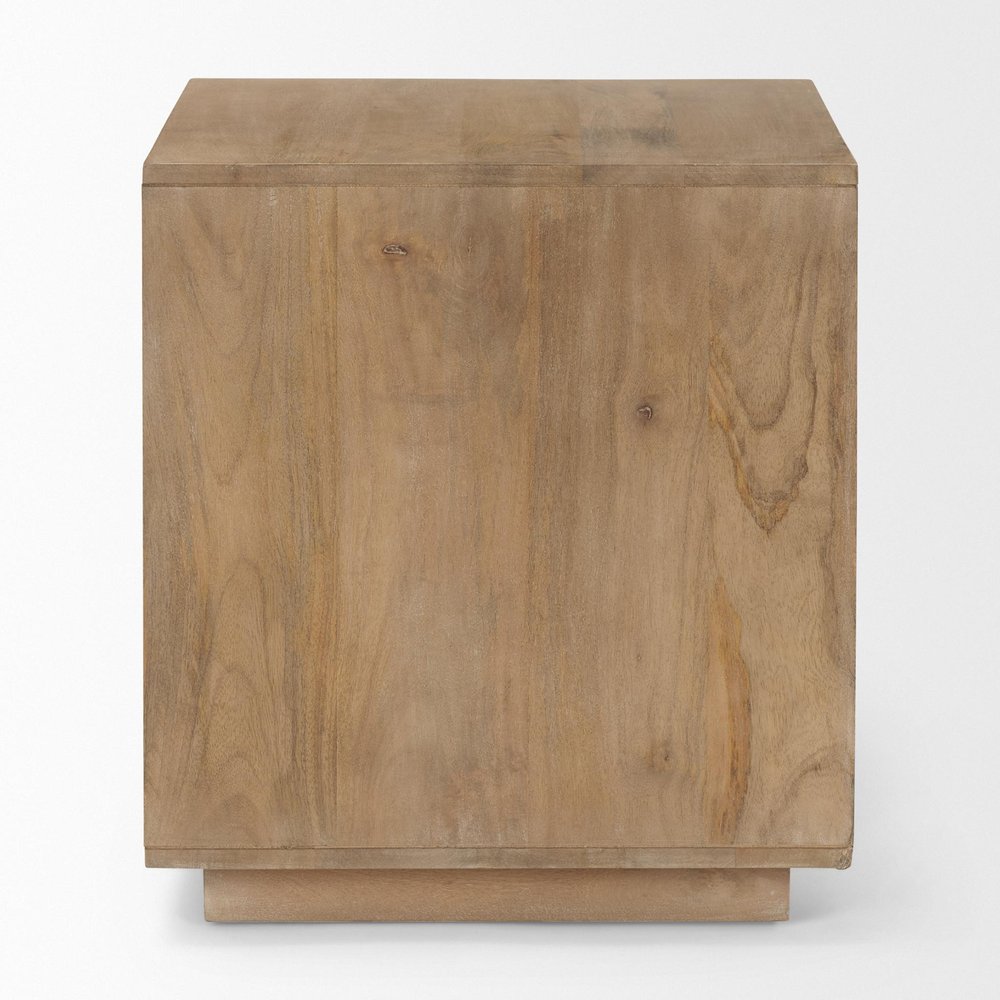 21" Brown Wood and Cane End Table
