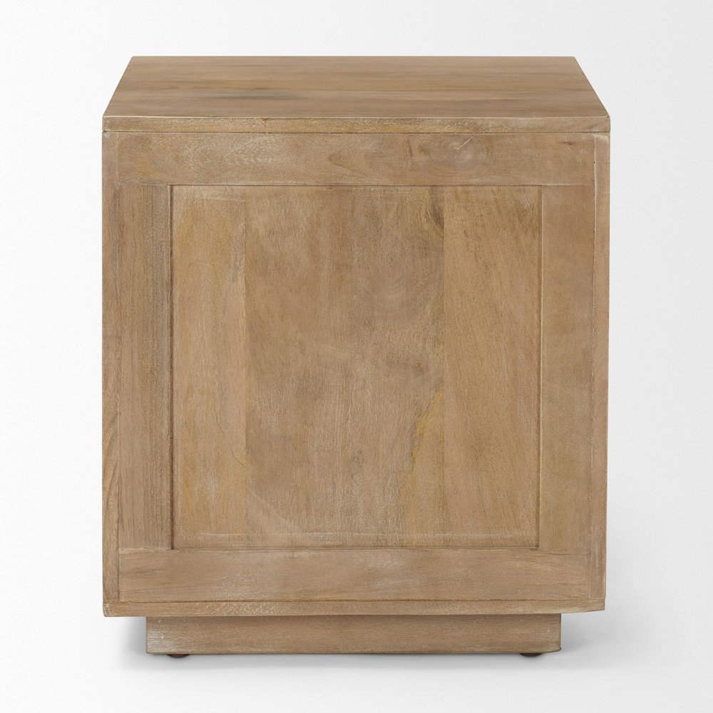 21" Brown Wood and Cane End Table