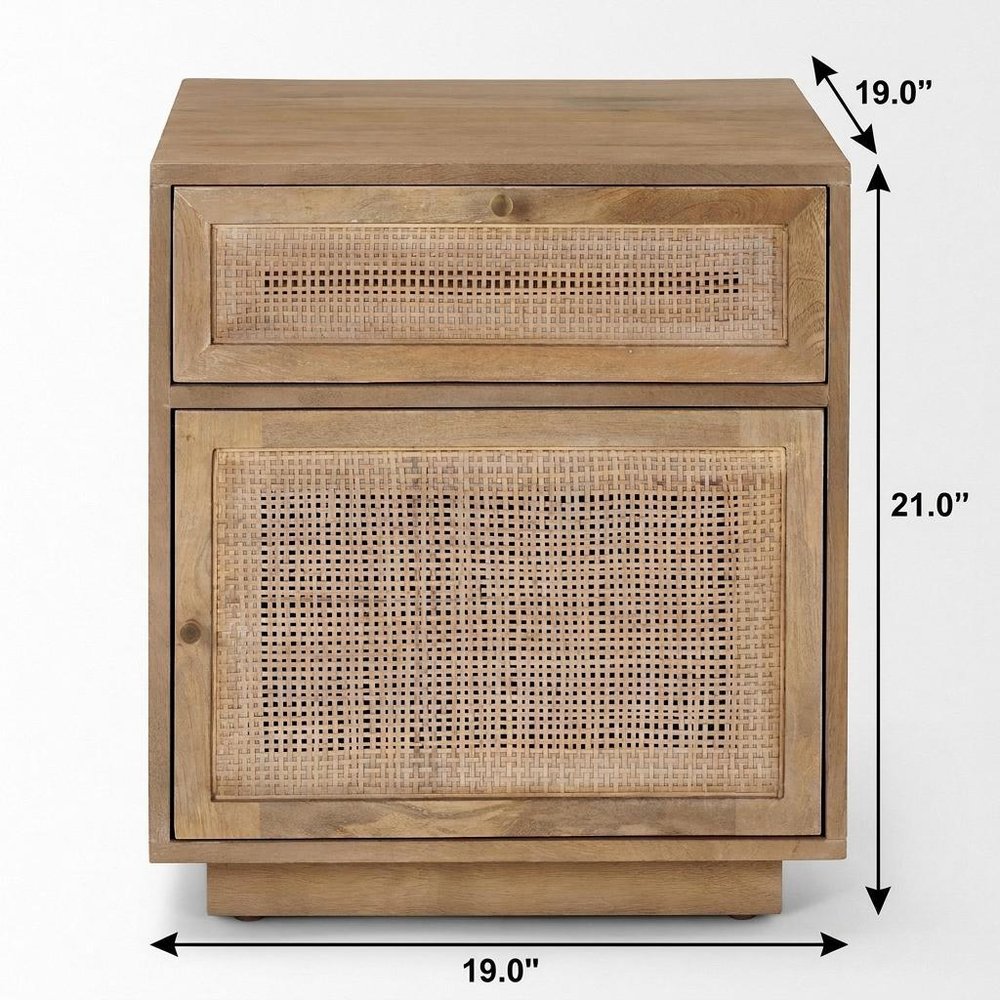 21" Brown Wood and Cane End Table