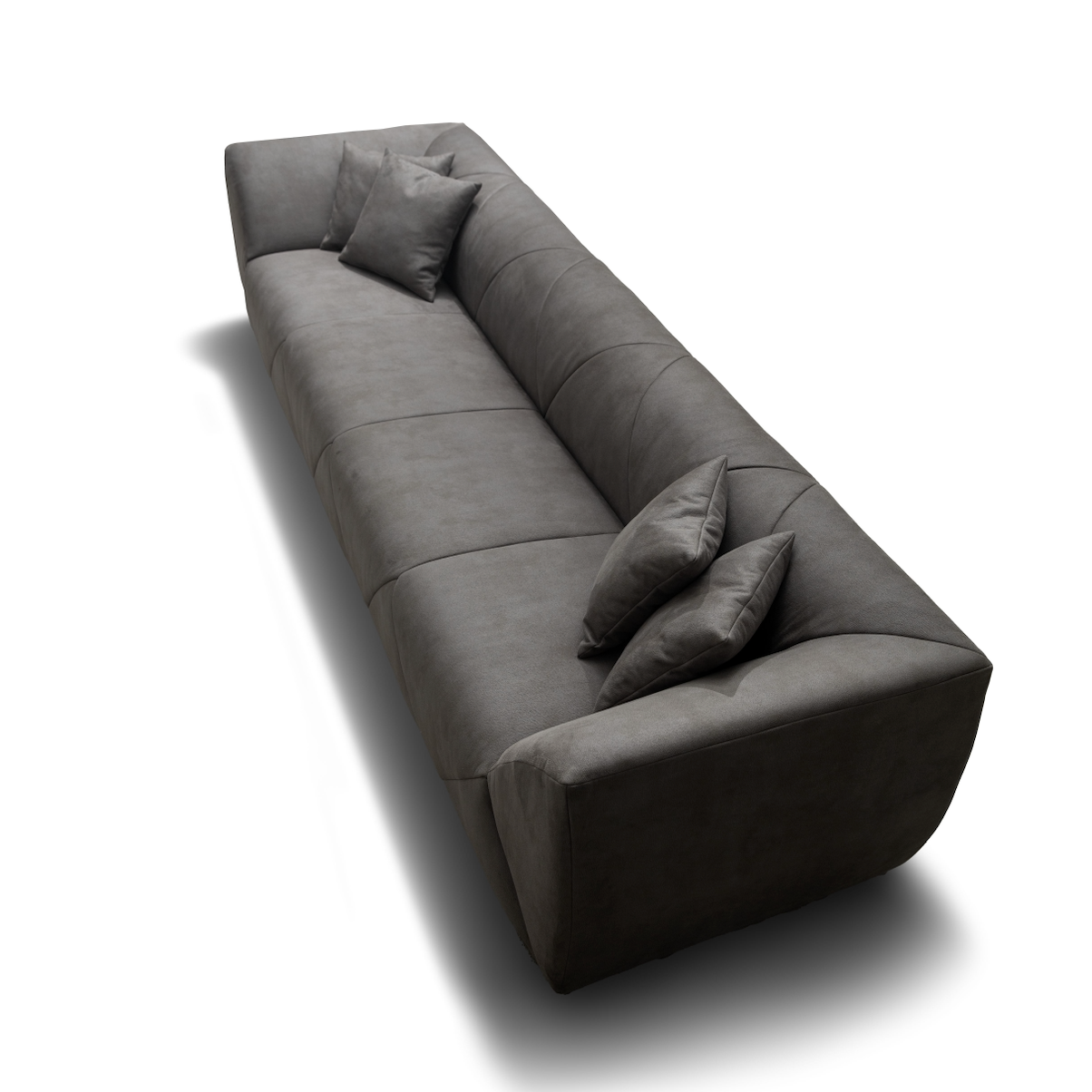 126" Gray Nubuck Leather Modern Sofa
