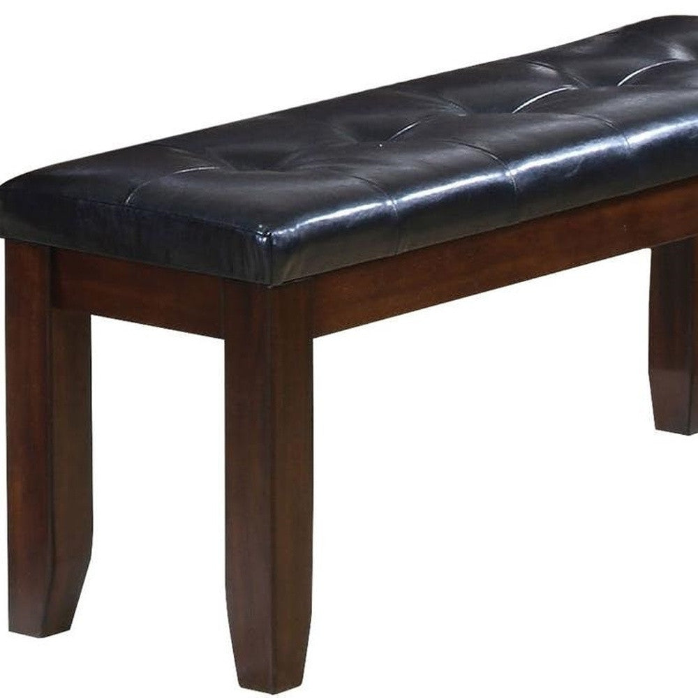 48" Black and Espresso Faux Leather Bench