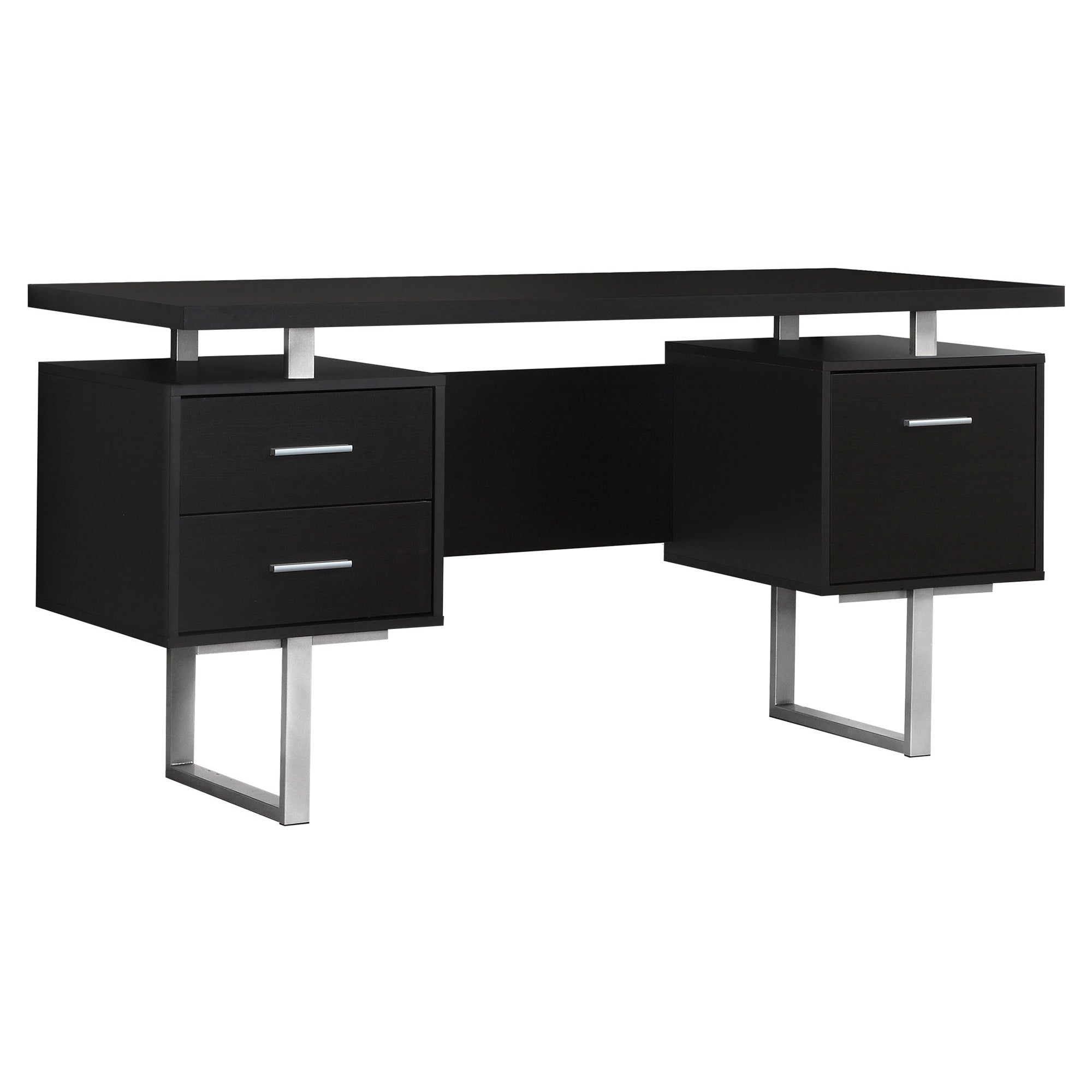 24" Brown Rectangular Computer Desk With Three Drawers-0