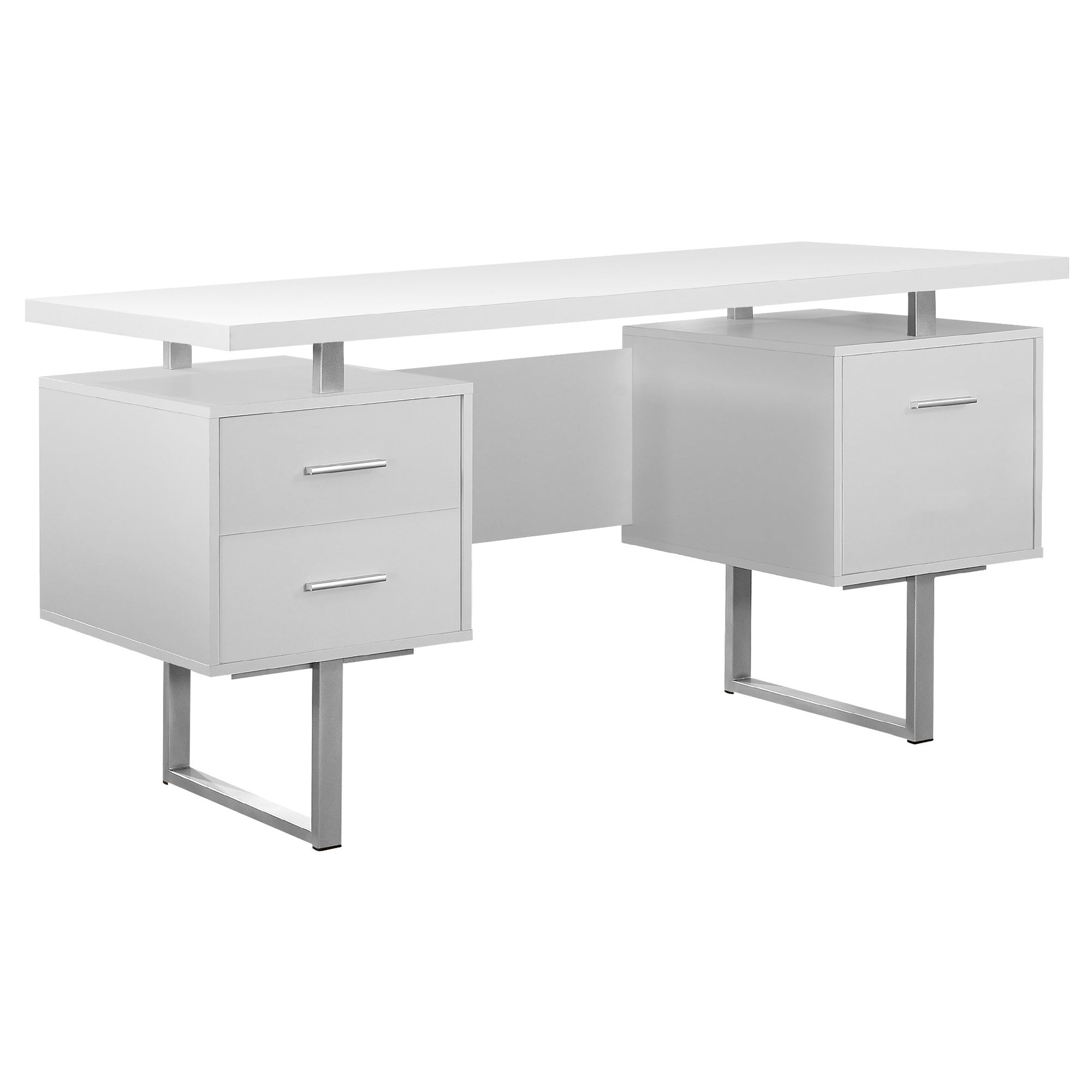 24" White Rectangular Computer Desk With Three Drawers-0