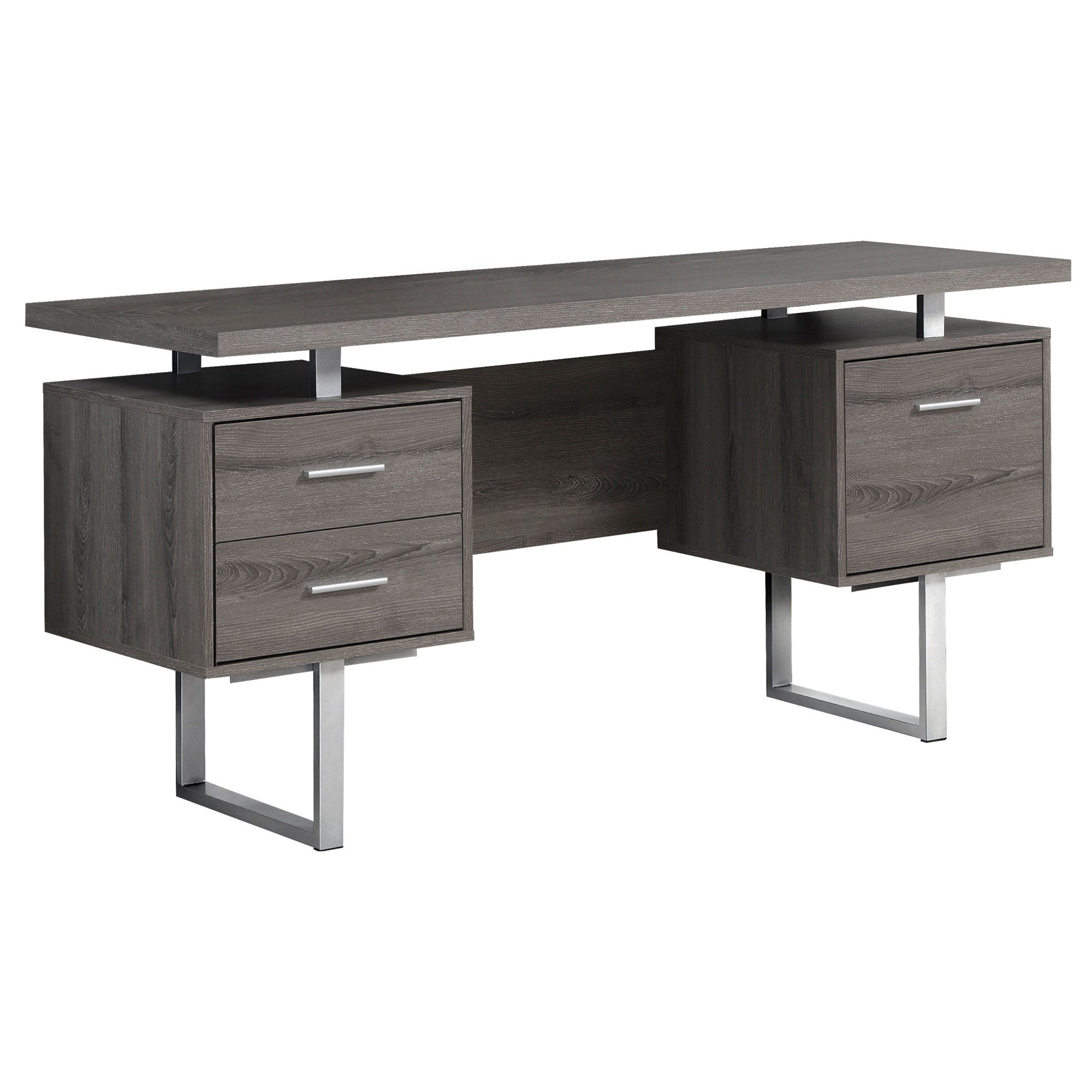 24" Taupe Rectangular Computer Desk With Three Drawers-0