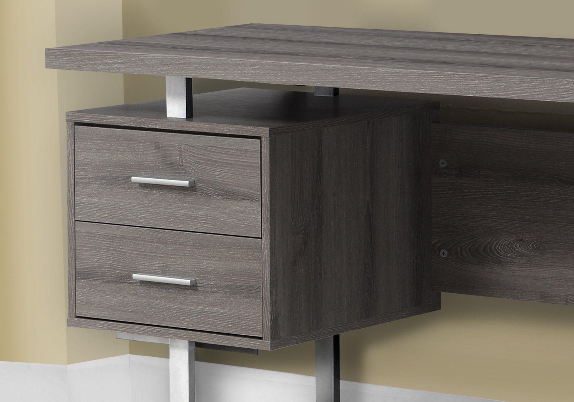 24" Taupe Rectangular Computer Desk With Three Drawers-1