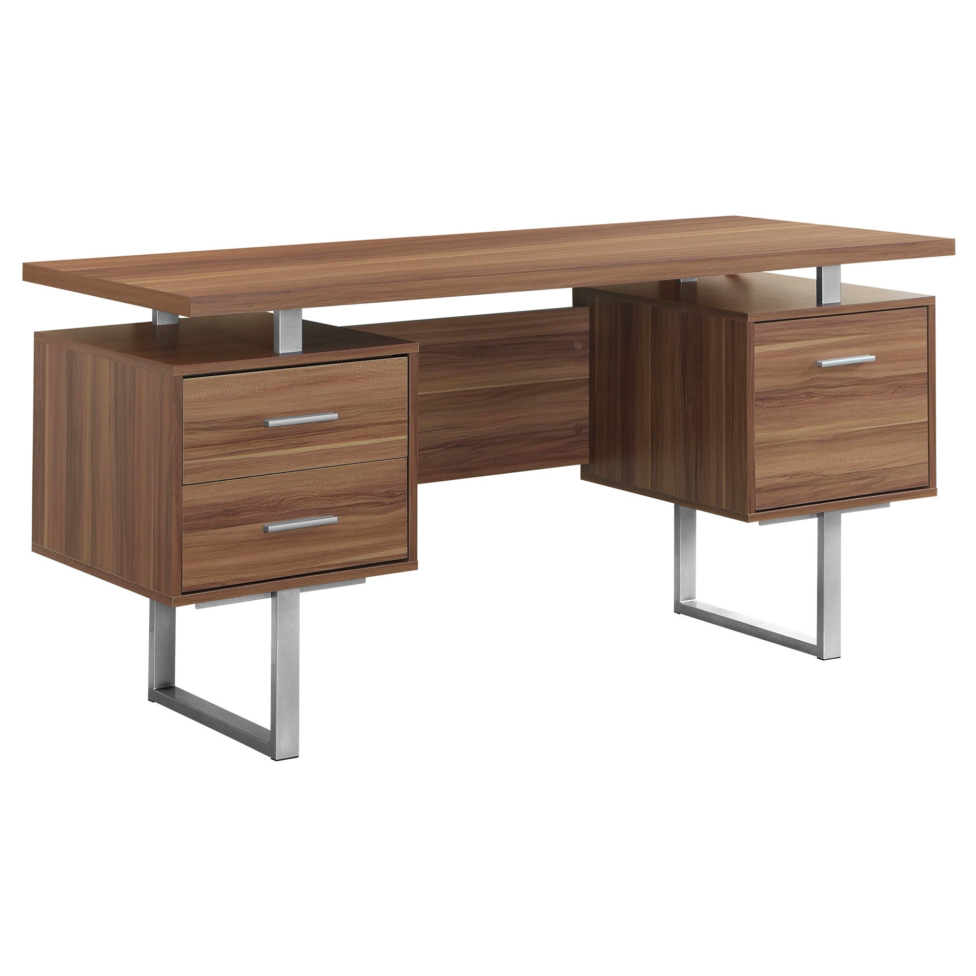 24" Walnut Rectangular Computer Desk With Three Drawers-0