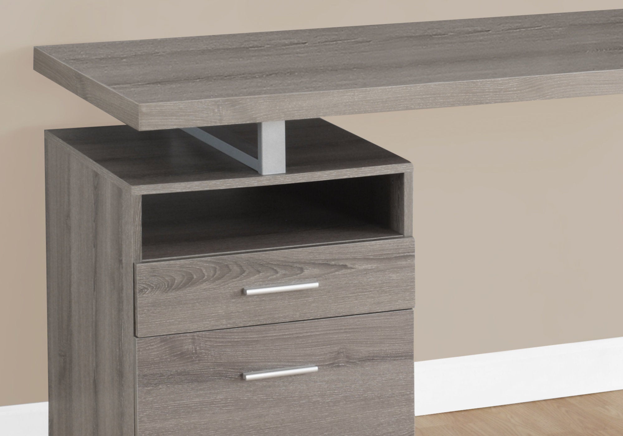 24" Taupe Rectangular Computer Desk With Two Drawers-1