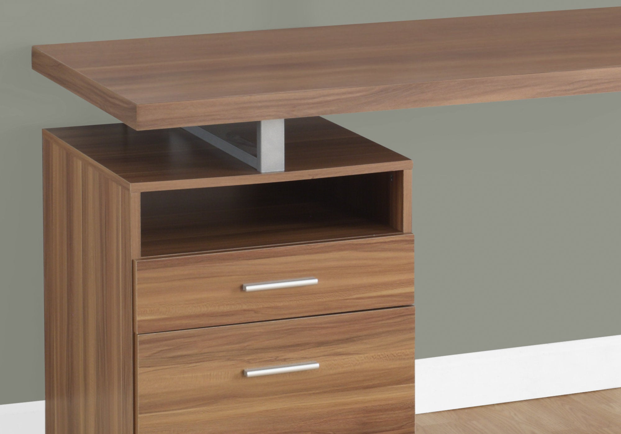 24" Walnut Rectangular Computer Desk With Two Drawers-1