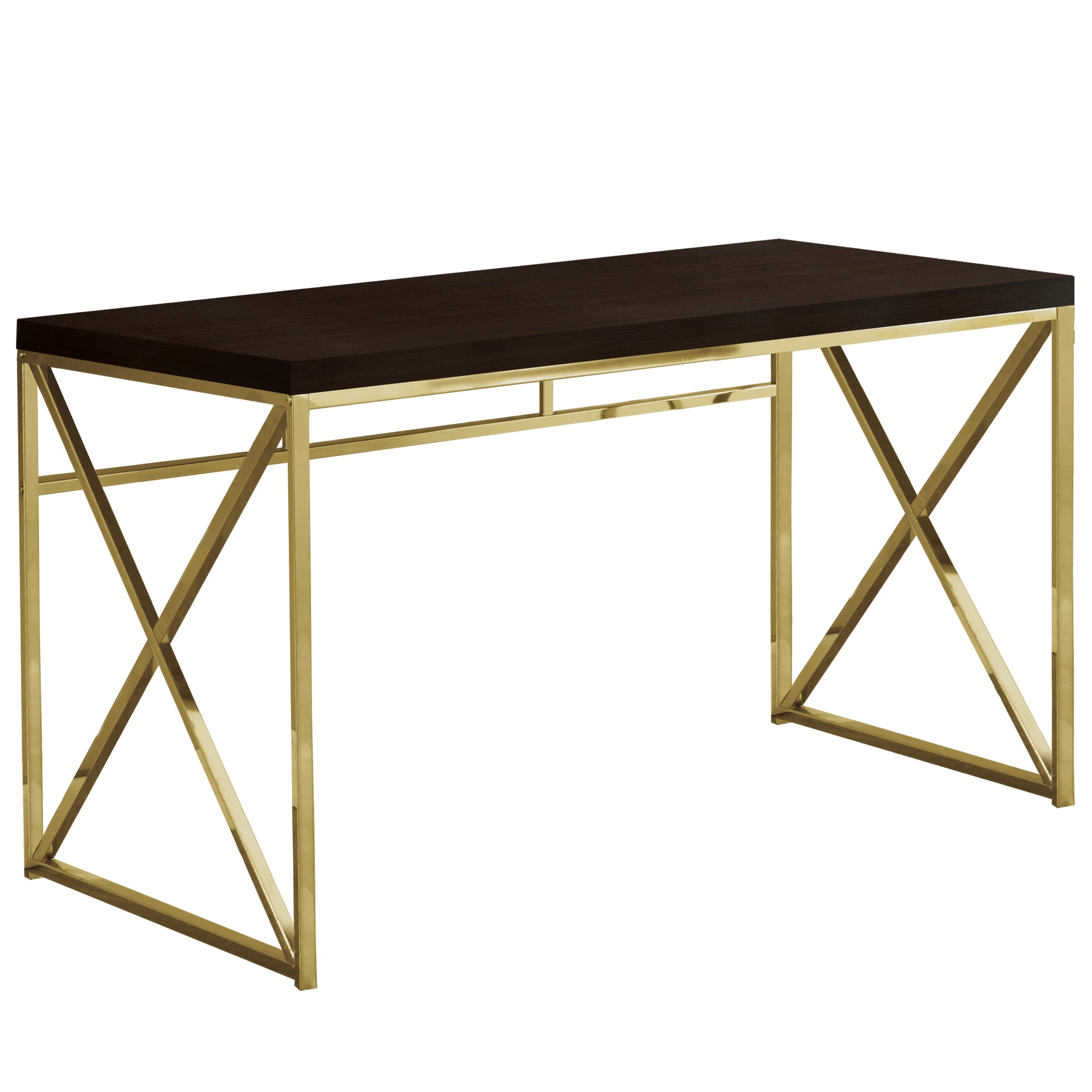 Modern Gold and Walnut Finish Computer Desk-1