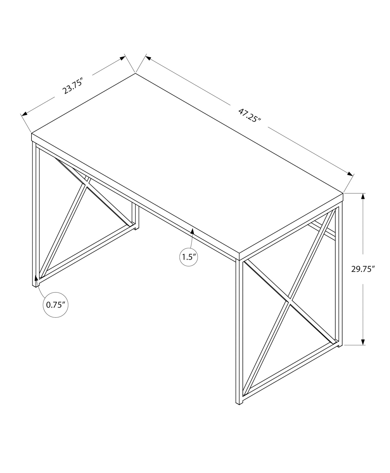 Modern Gold and Walnut Finish Computer Desk-2