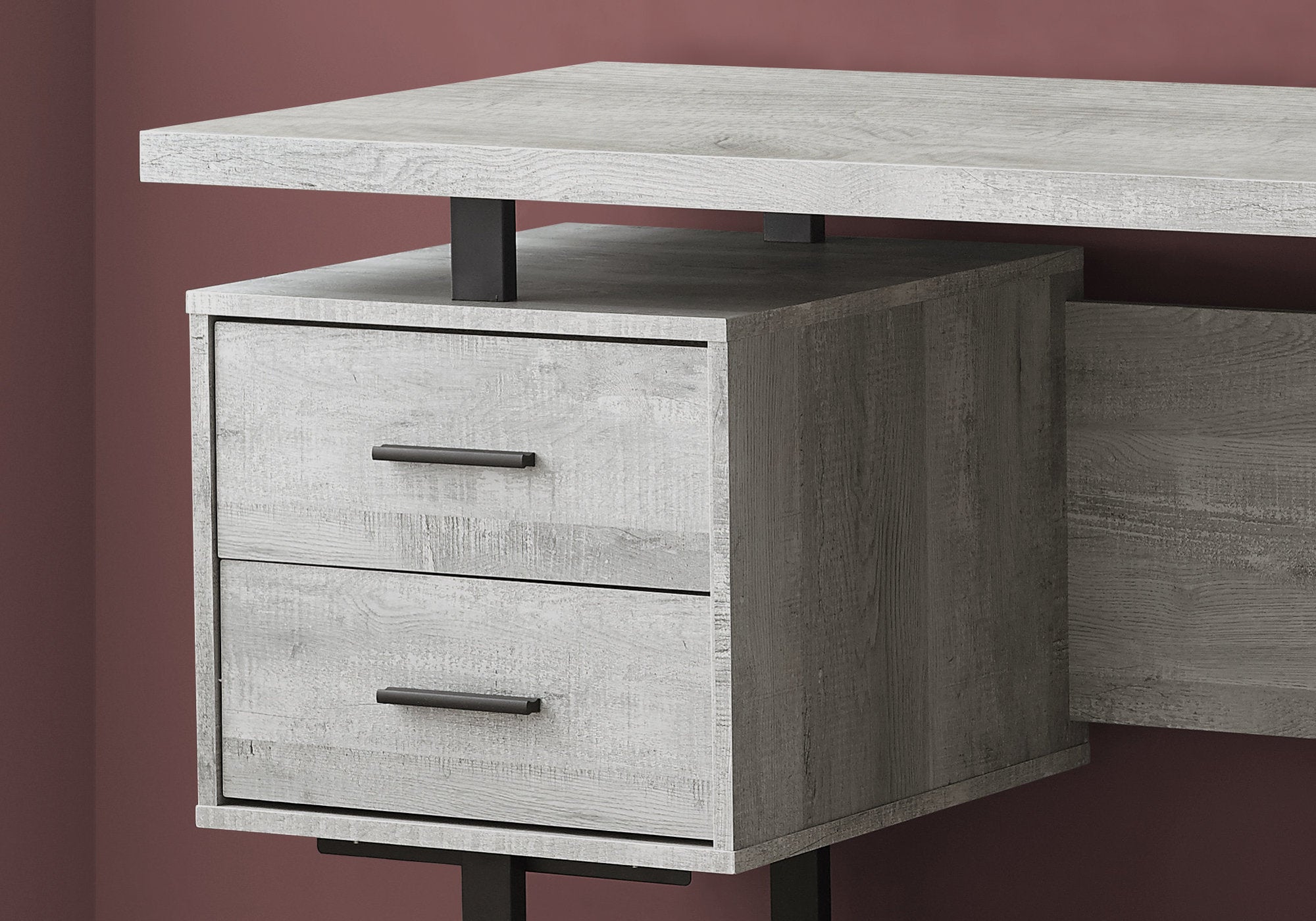 24" Grey Rectangular Computer Desk With Three Drawers-1