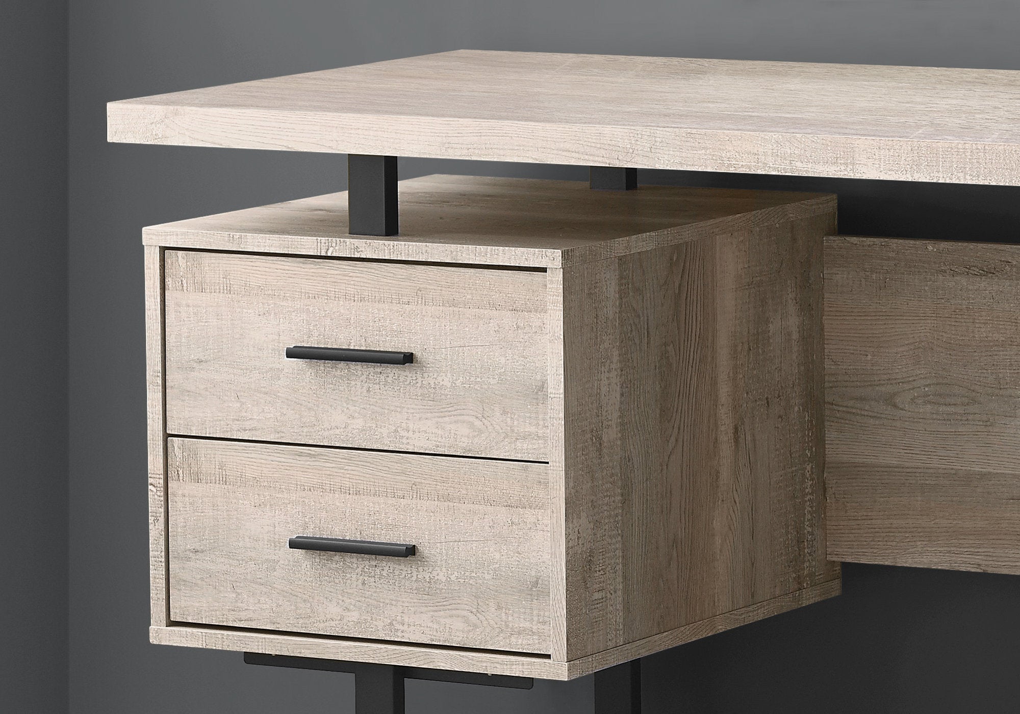 24" Taupe Rectangular Computer Desk With Three Drawers-1