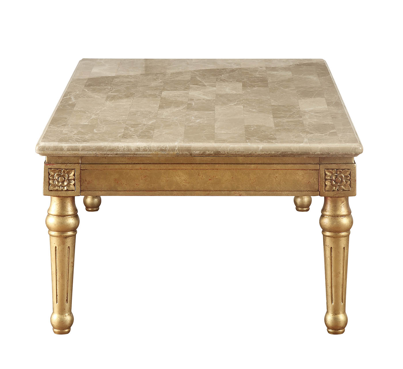 32" X 57" X 20" Marble Antique Gold Wood Coffee Table-2