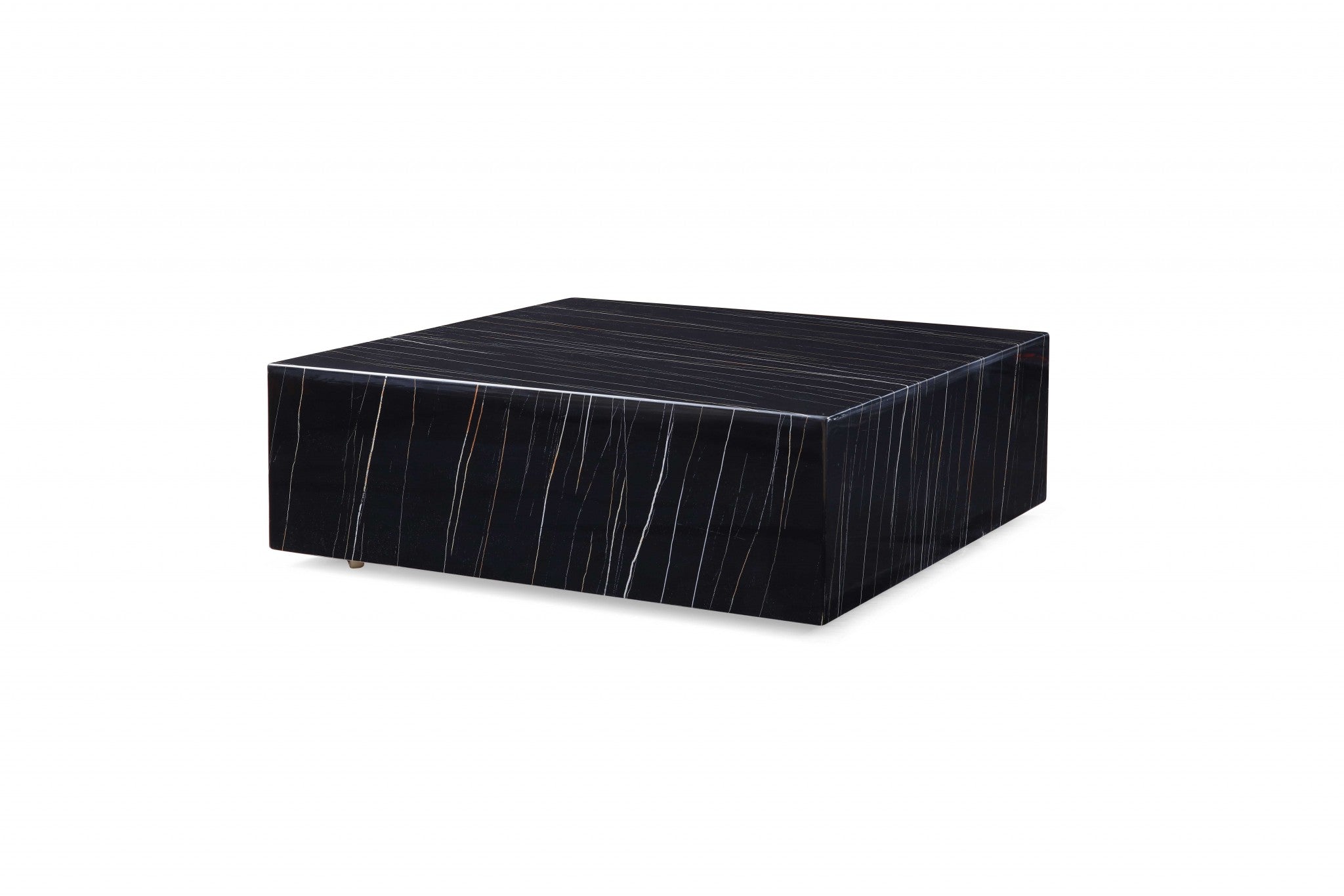 35" Black Marble Square Coffee Table