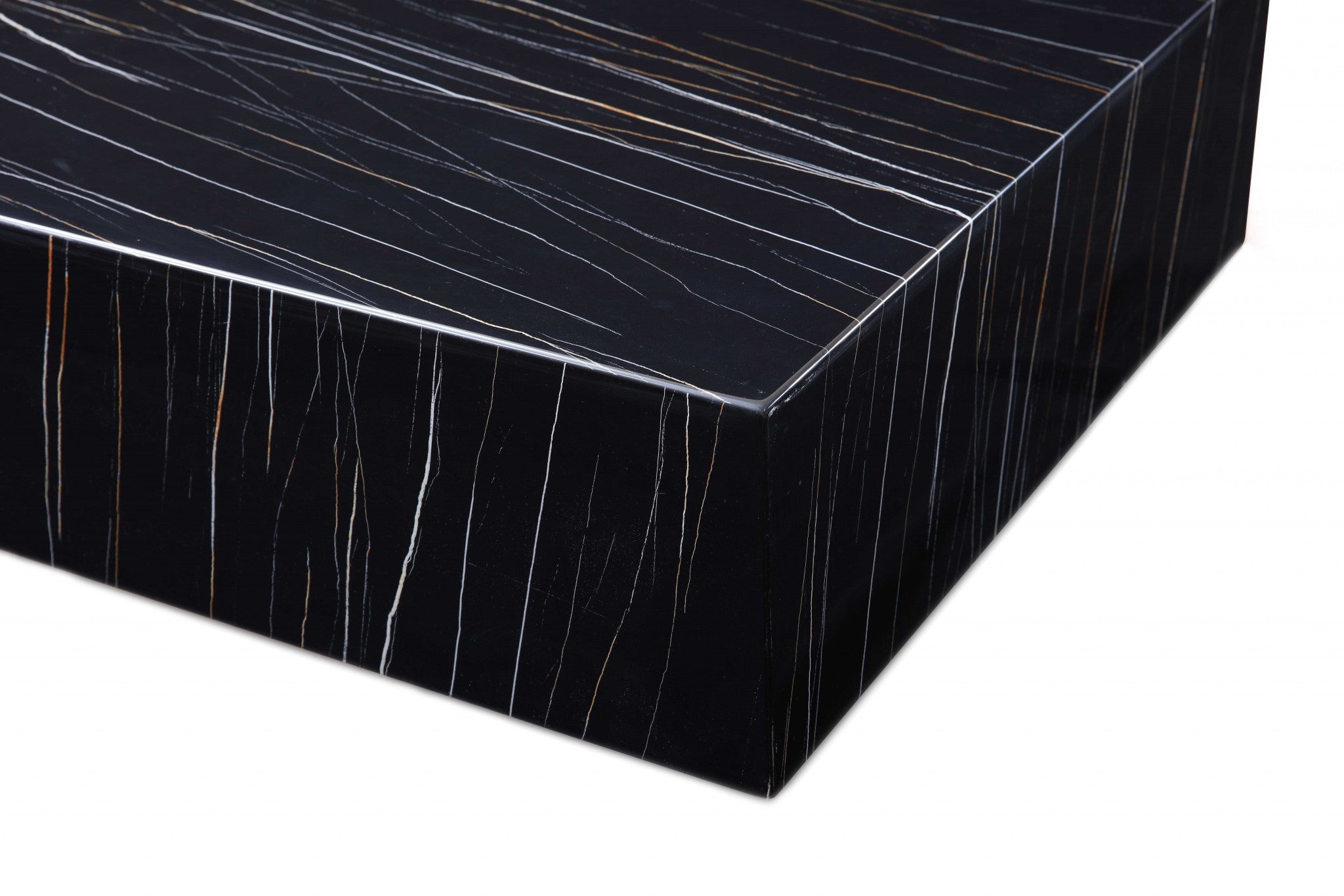 35" Black Marble Square Coffee Table