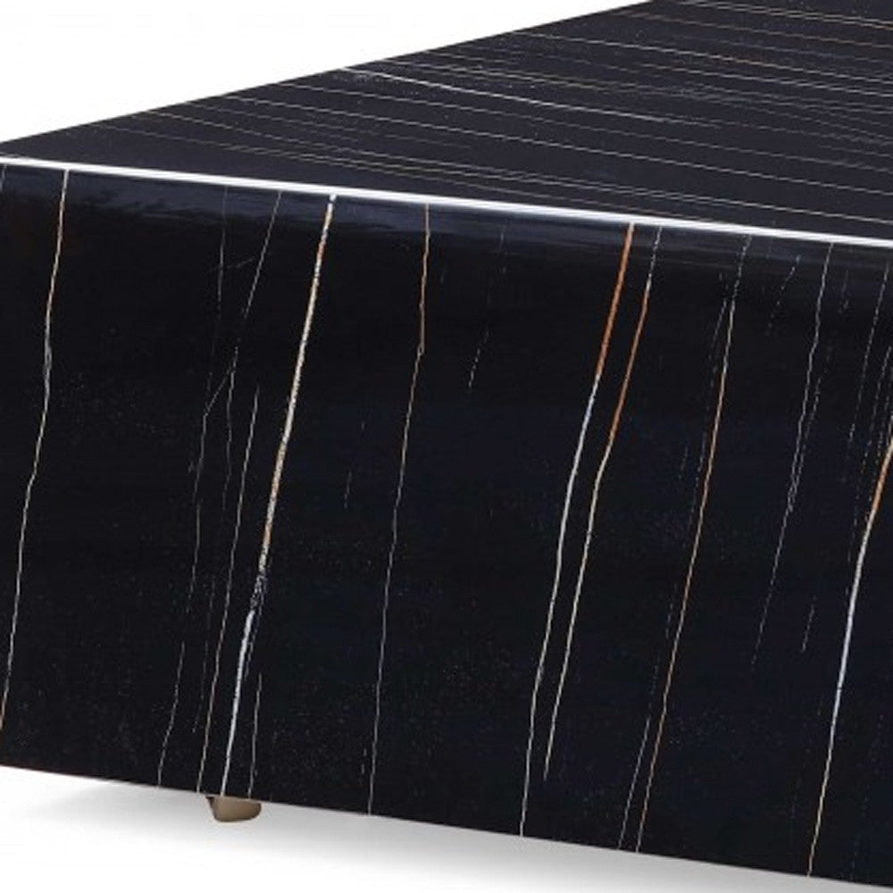 35" Black Marble Square Coffee Table