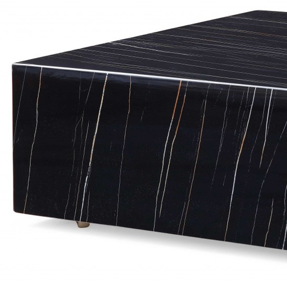 35" Black Marble Square Coffee Table