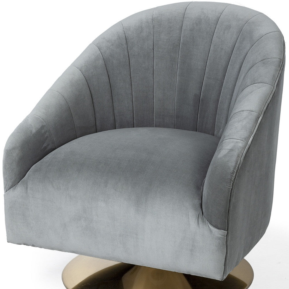 29" Gray and Copper Art Deco Swivel Accent Chair