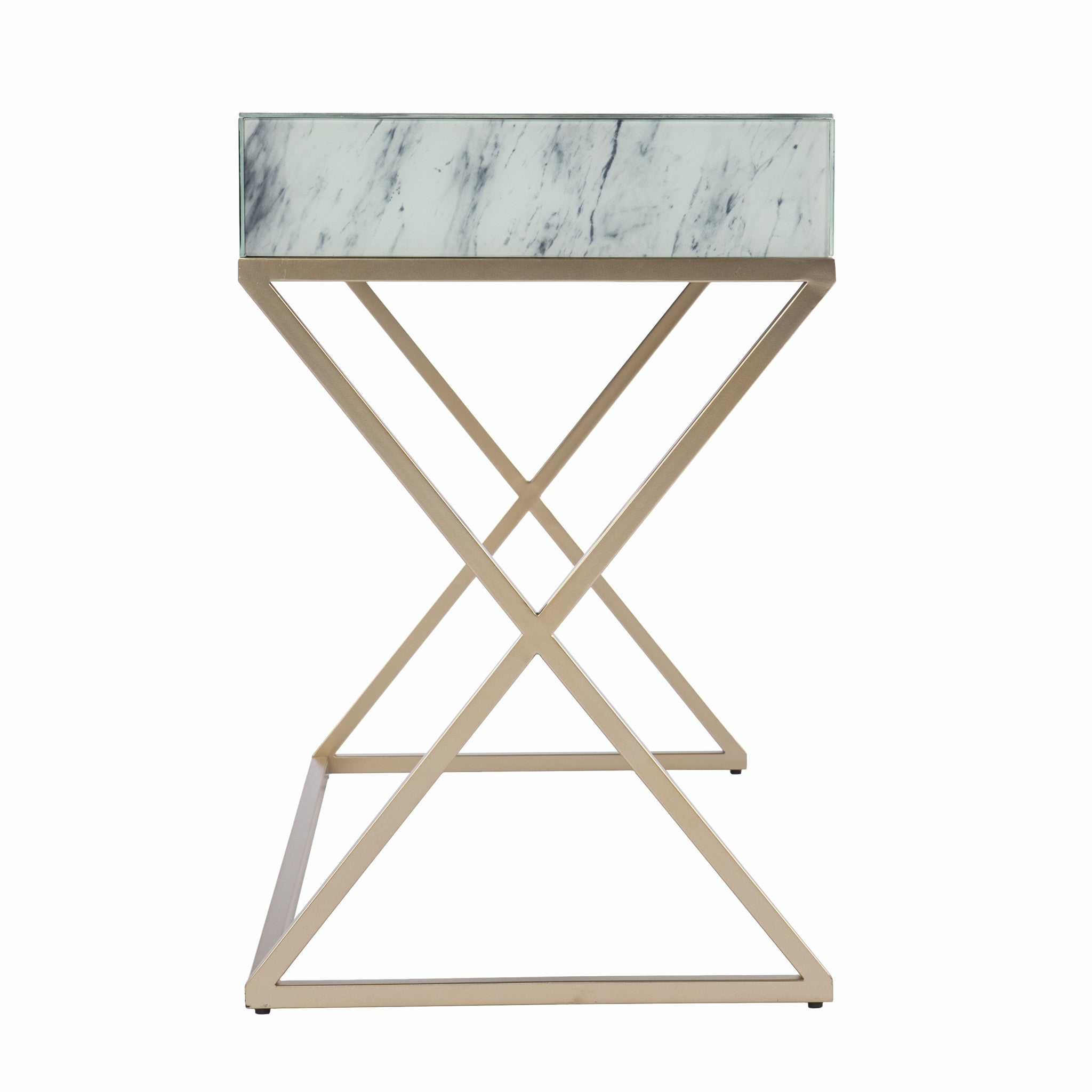 Faux Marble Writing Desk with Storage-4