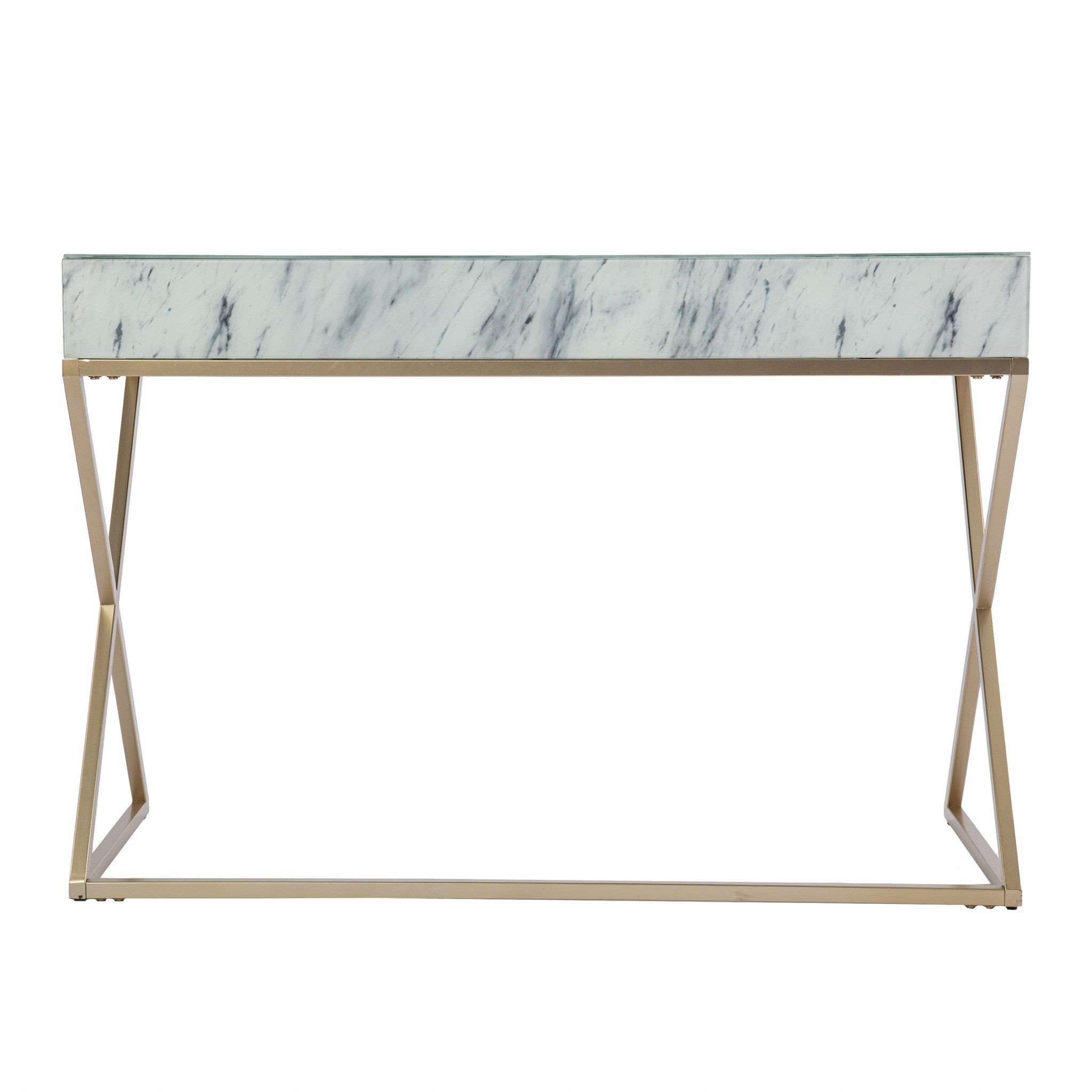 Faux Marble Writing Desk with Storage-5