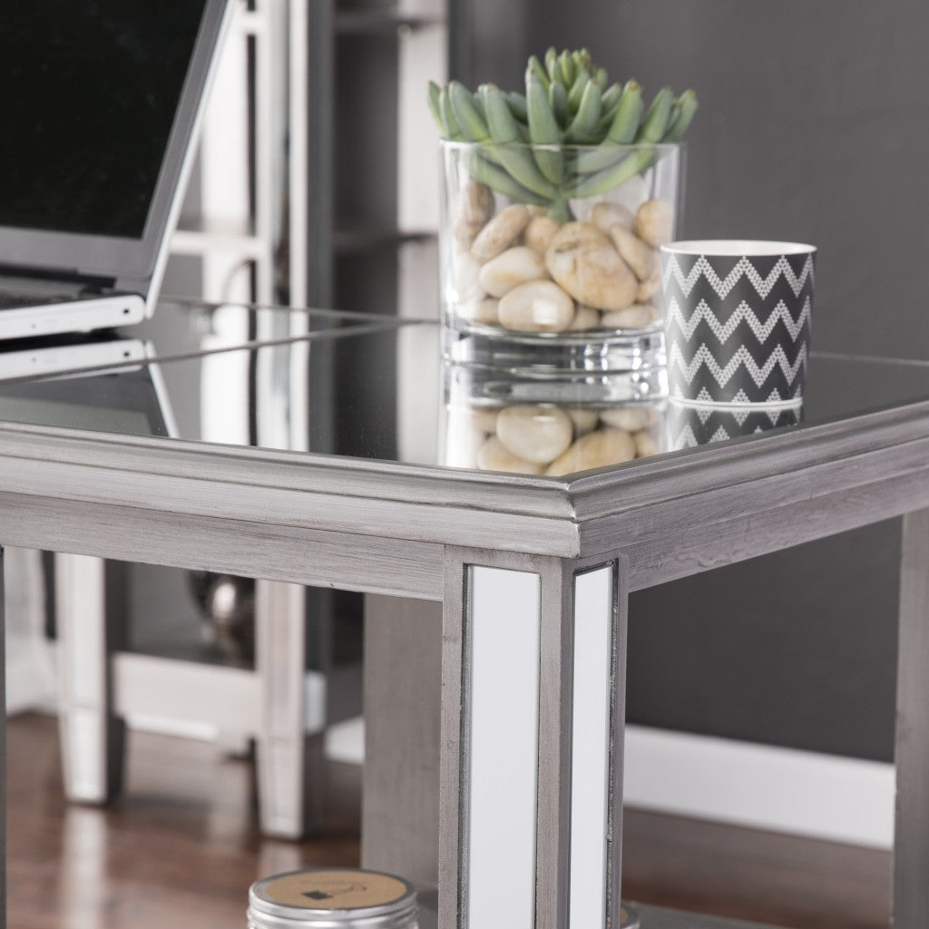 Matte Silver Mirrored Desk-1