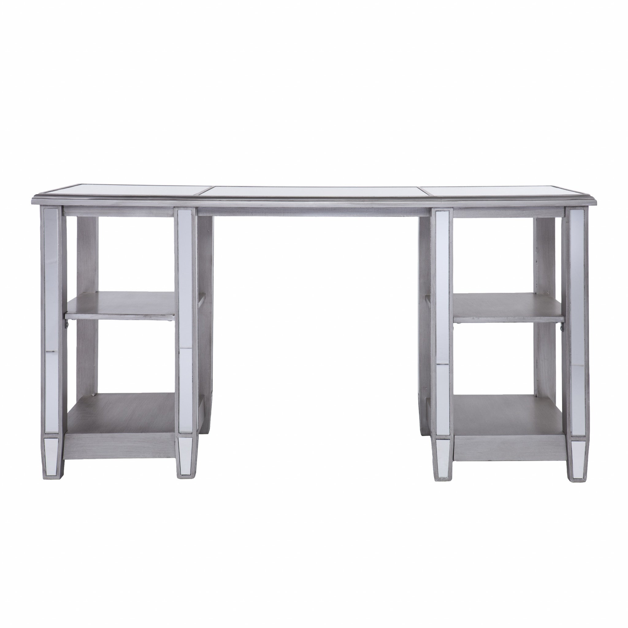 Matte Silver Mirrored Desk-2