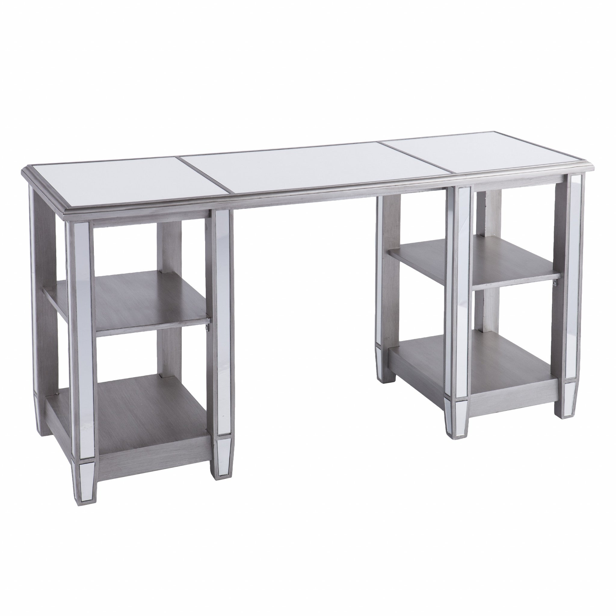 Matte Silver Mirrored Desk-3