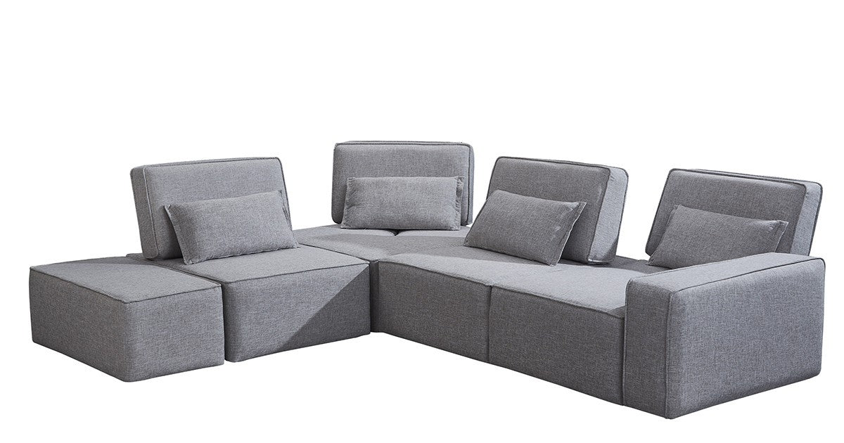 115" Gray L-Shaped Modular Sofa