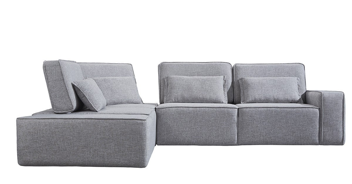 115" Gray L-Shaped Modular Sofa