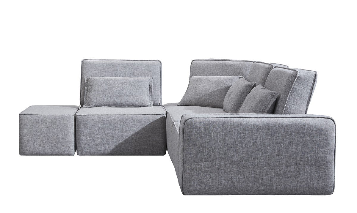 115" Gray L-Shaped Modular Sofa