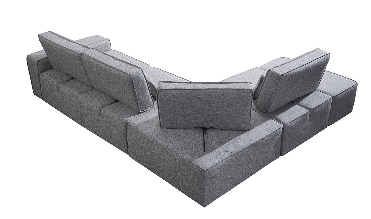 115" Gray L-Shaped Modular Sofa