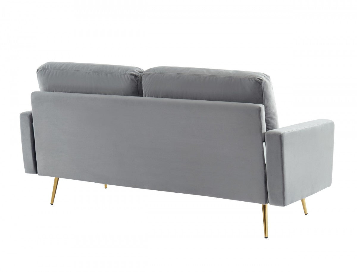 72" Gray Velvet Mid-Century Modern Sofa