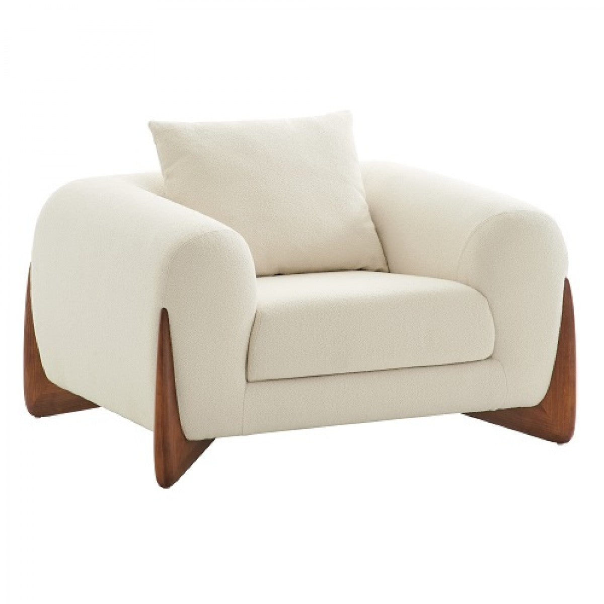 45" Cream Modern Sherpa Chair