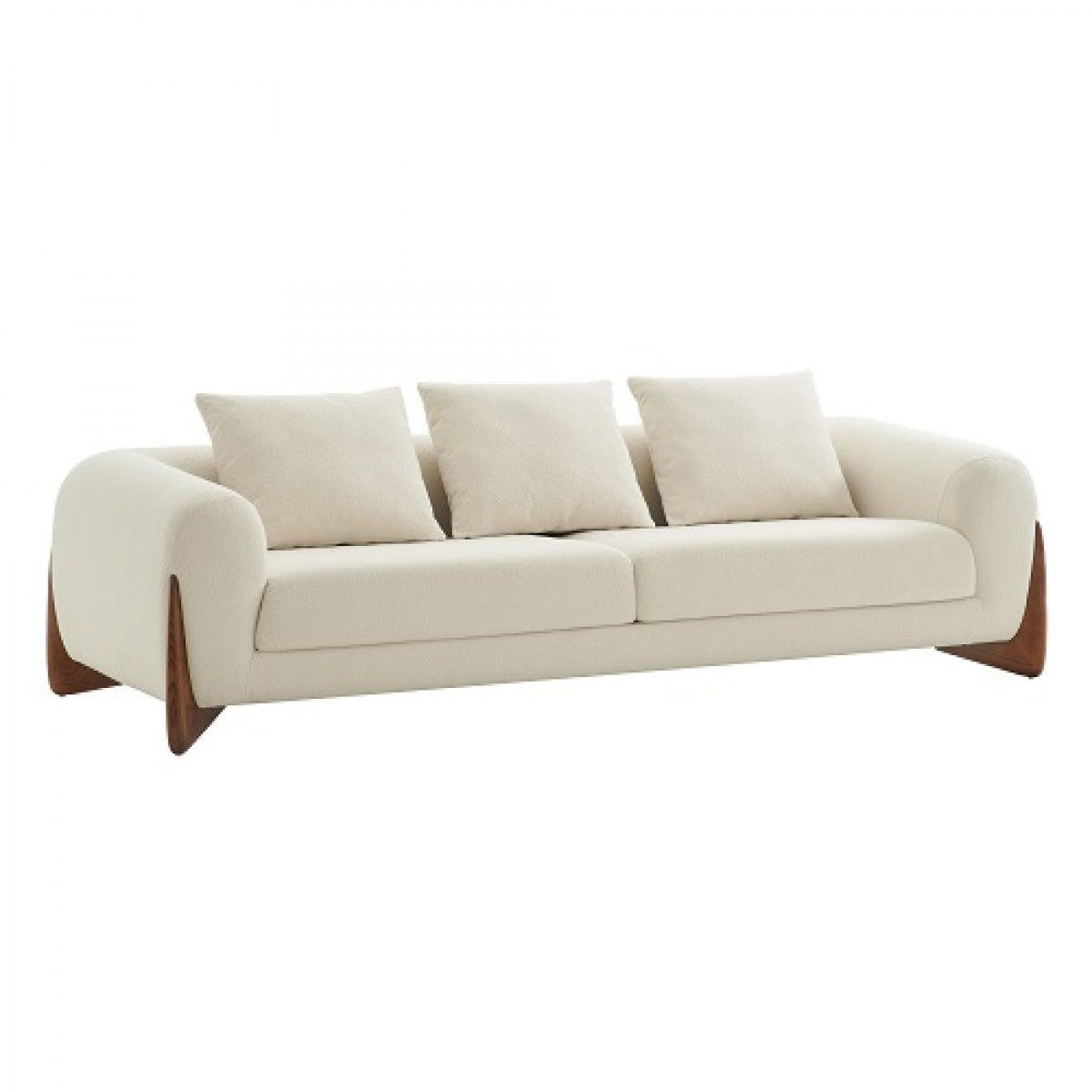 100" Cream Modern Round Arm Sofa