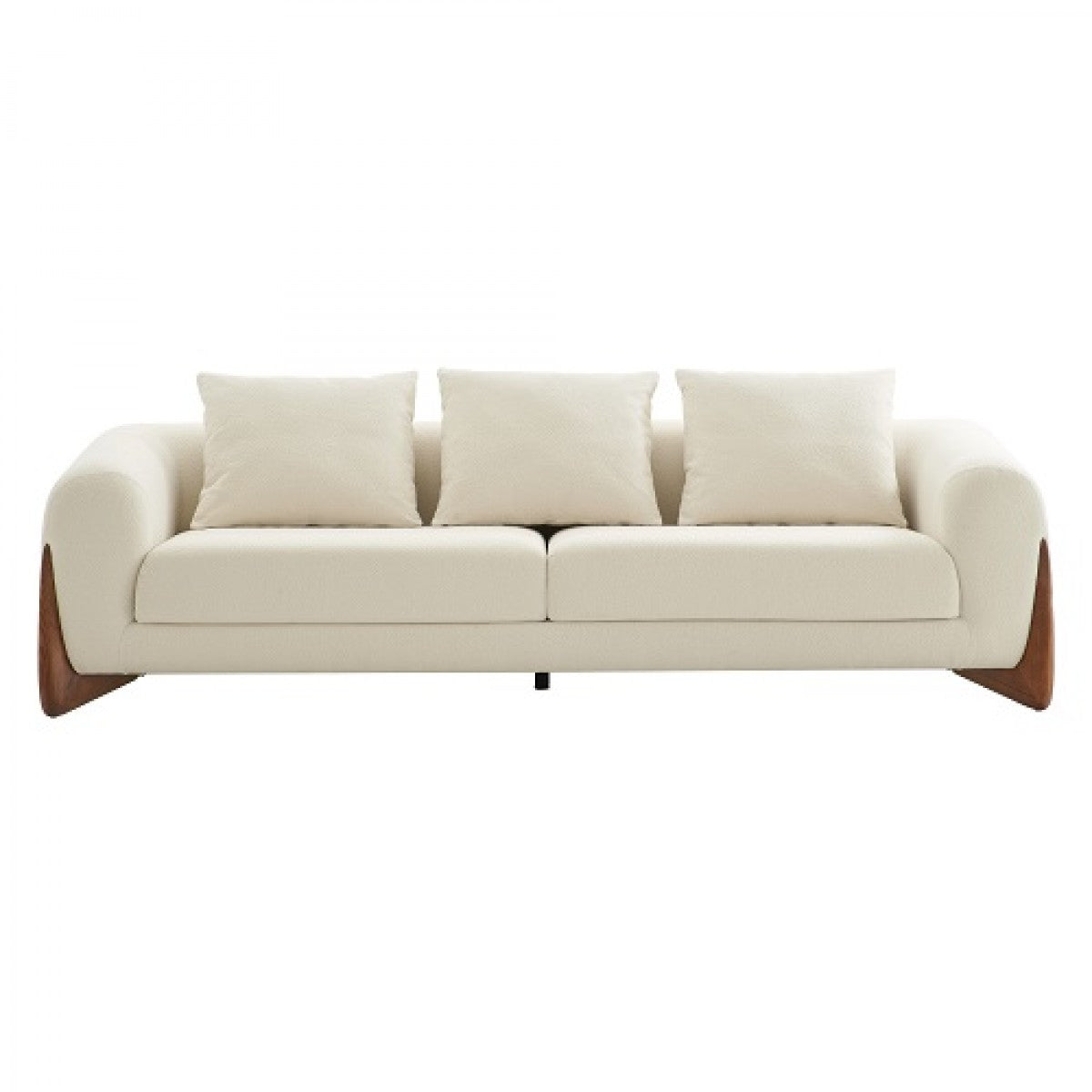 100" Cream Modern Round Arm Sofa