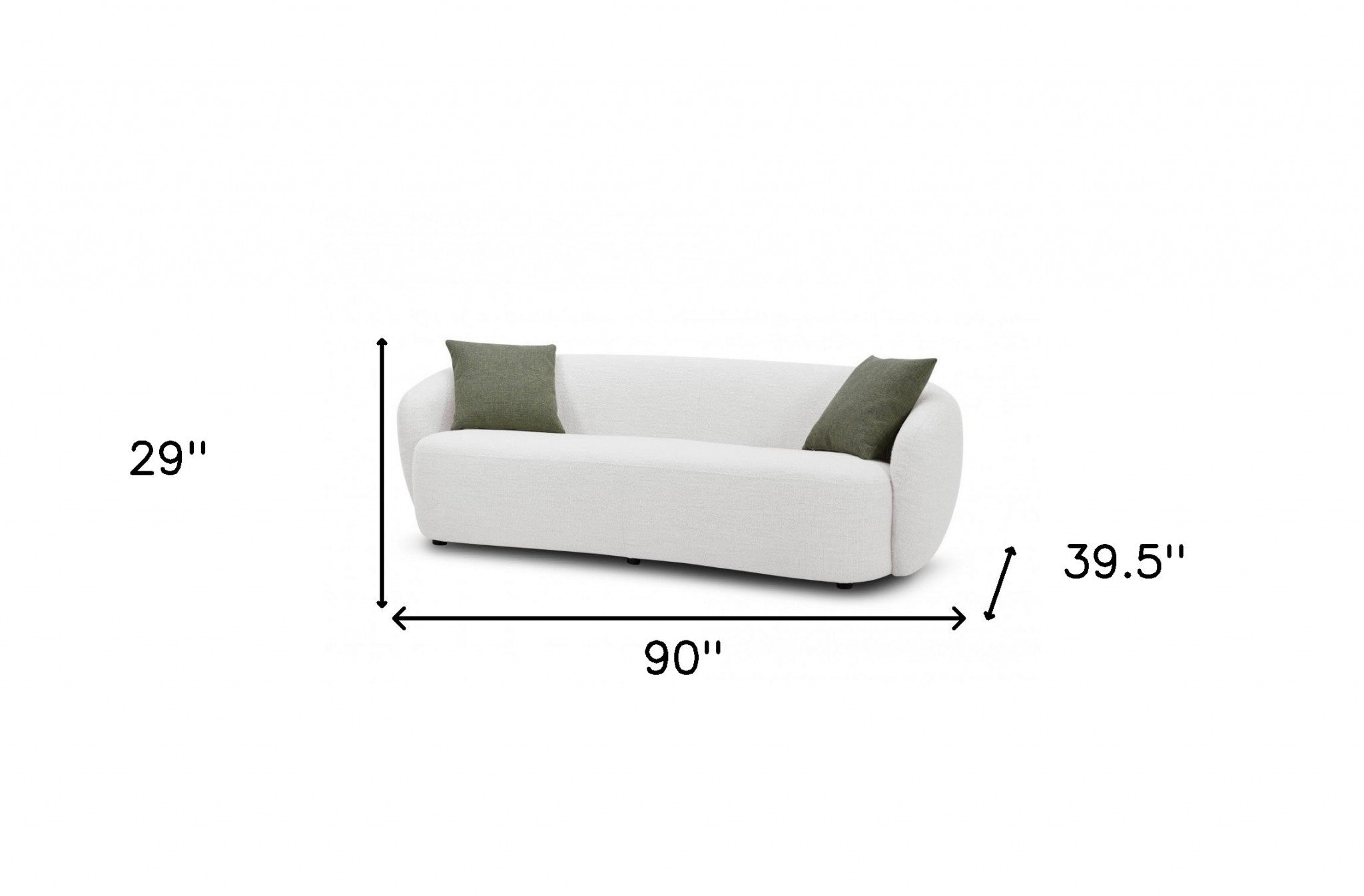 90" White Curved Modern Sofa