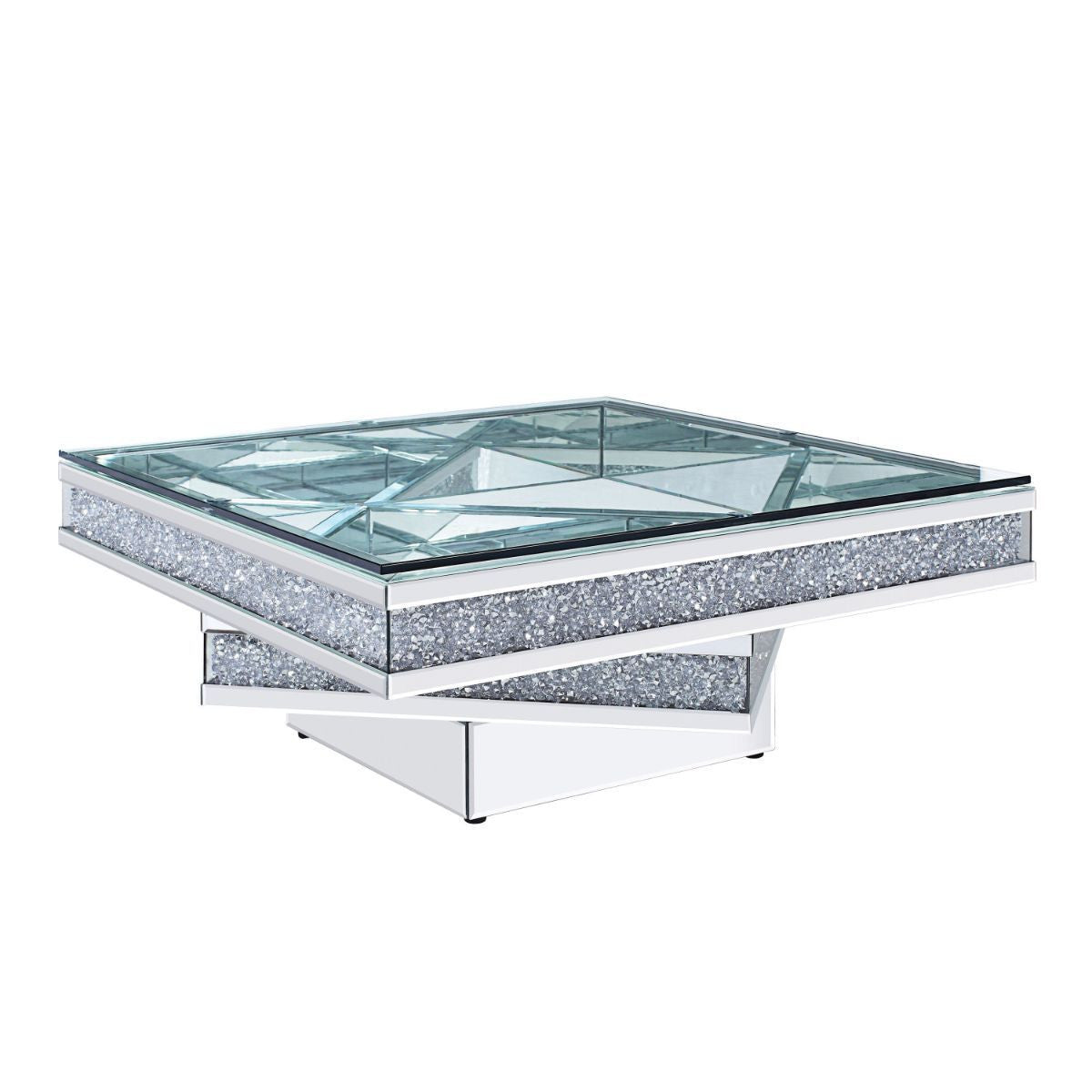 39" Silver Mirrored Coffee Table