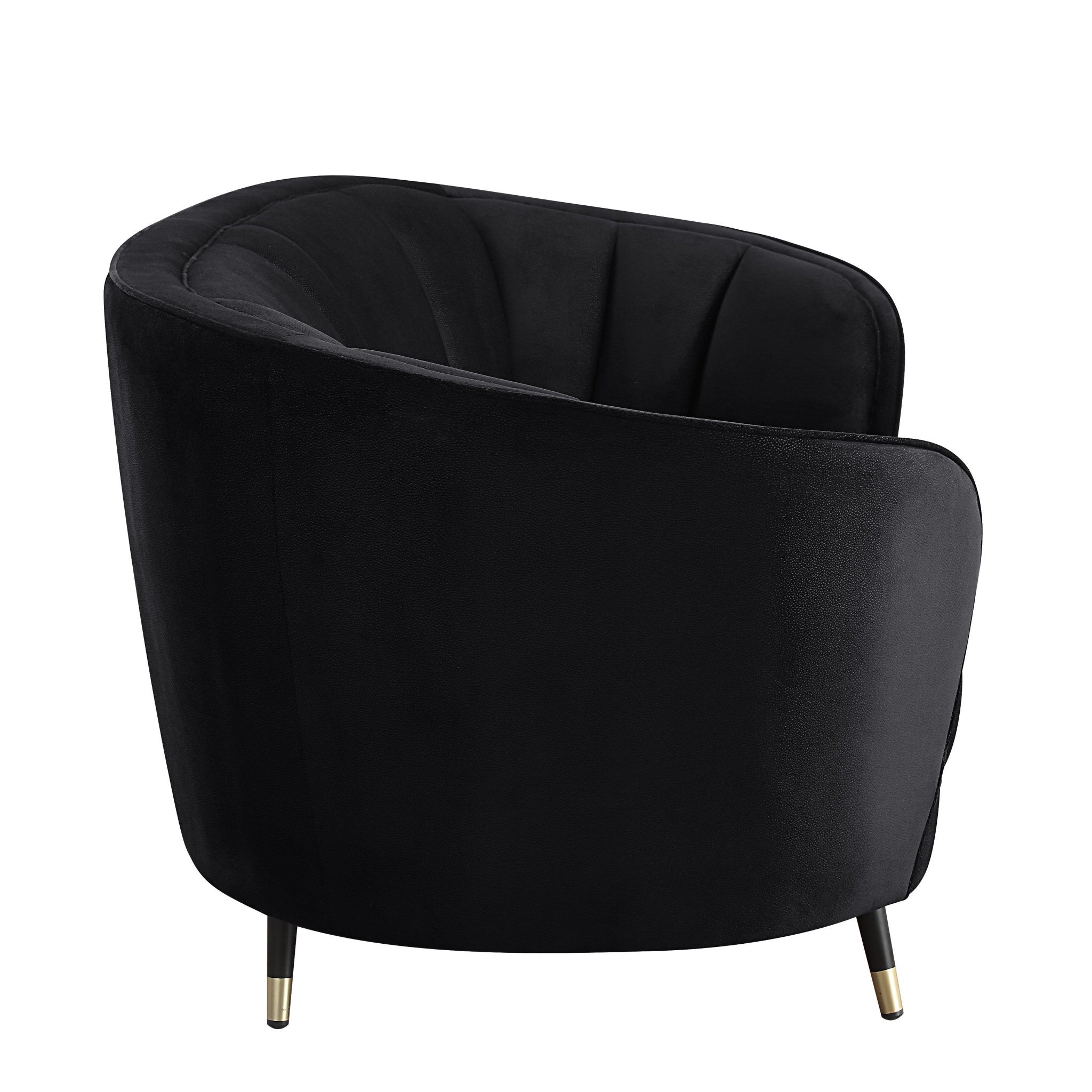 92" Black Curved Velvet Sofa