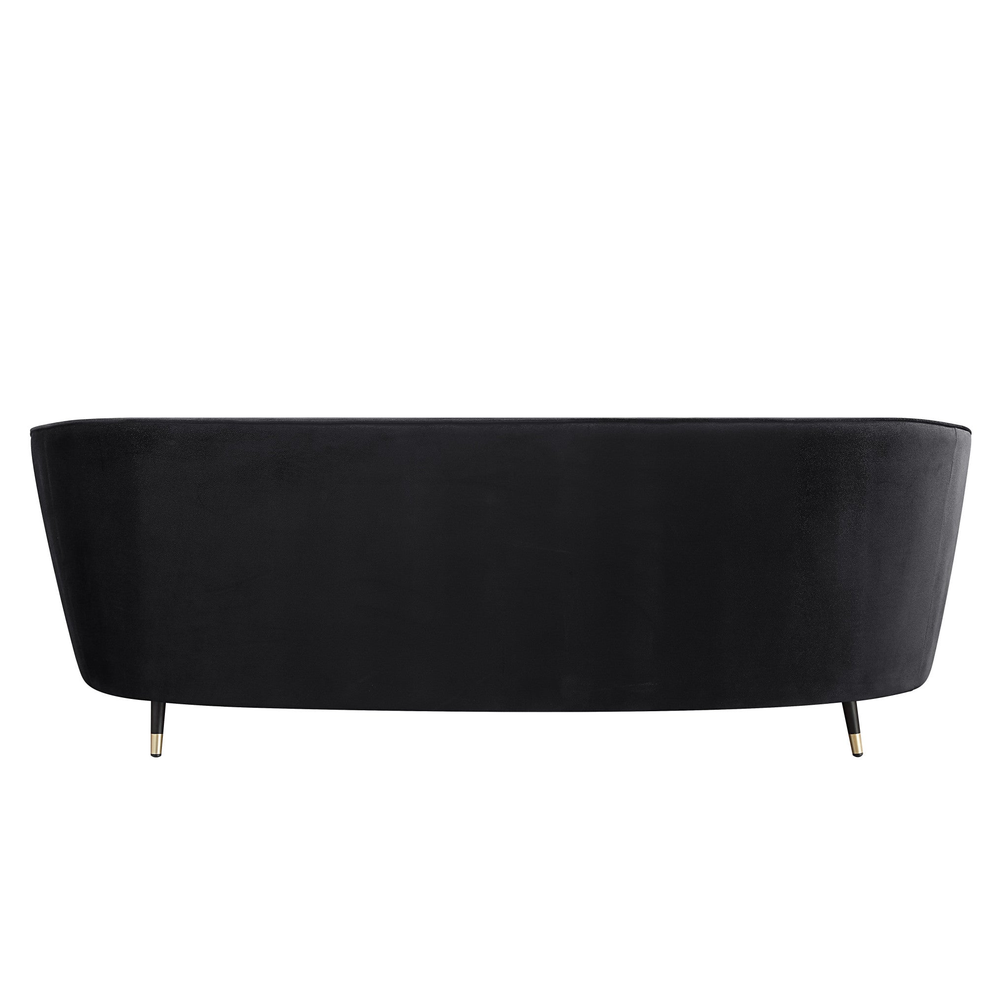 92" Black Curved Velvet Sofa