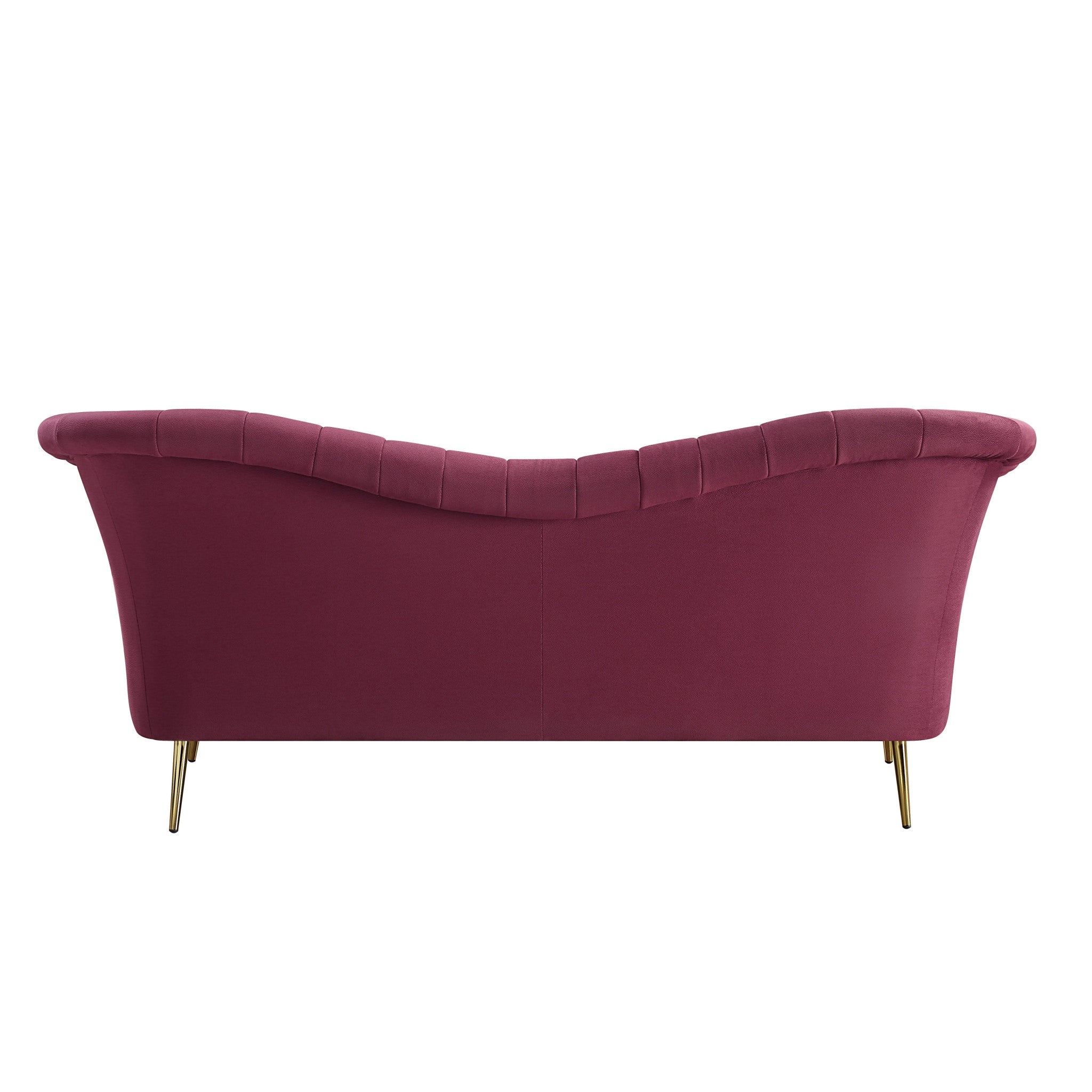 80" Red and Gold Velvet Rolled-Arm Sofa