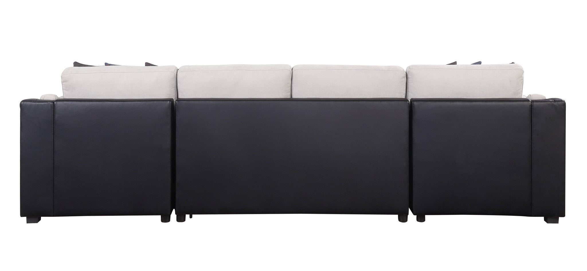 127" U-Shaped White and Black Sectional Sofa