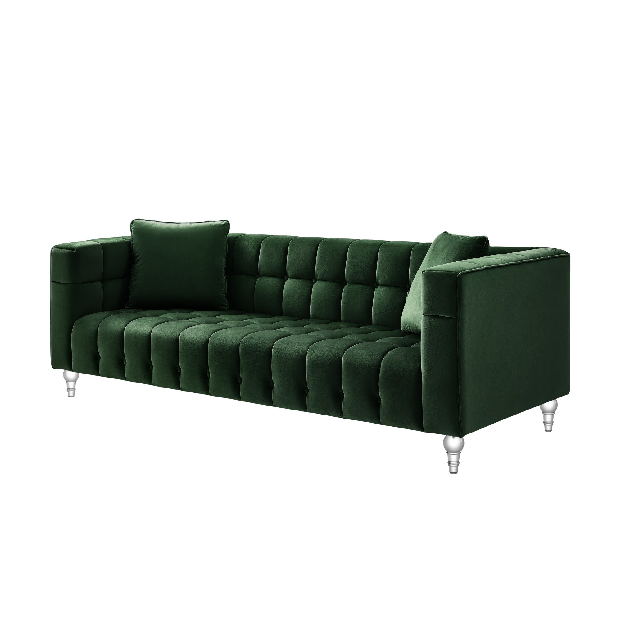 88" Hunter Green Velvet Tuxedo Sofa