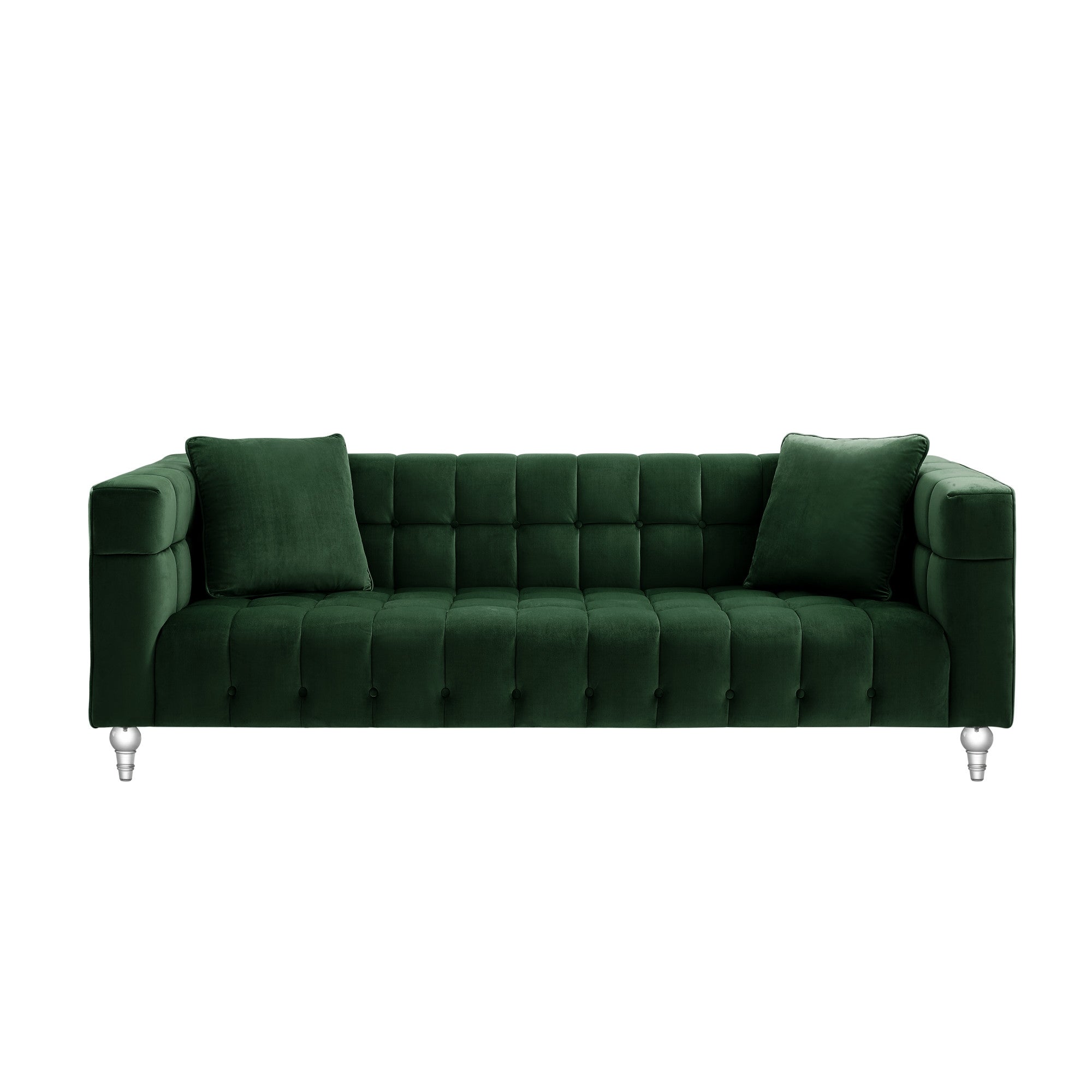 88" Hunter Green Velvet Tuxedo Sofa